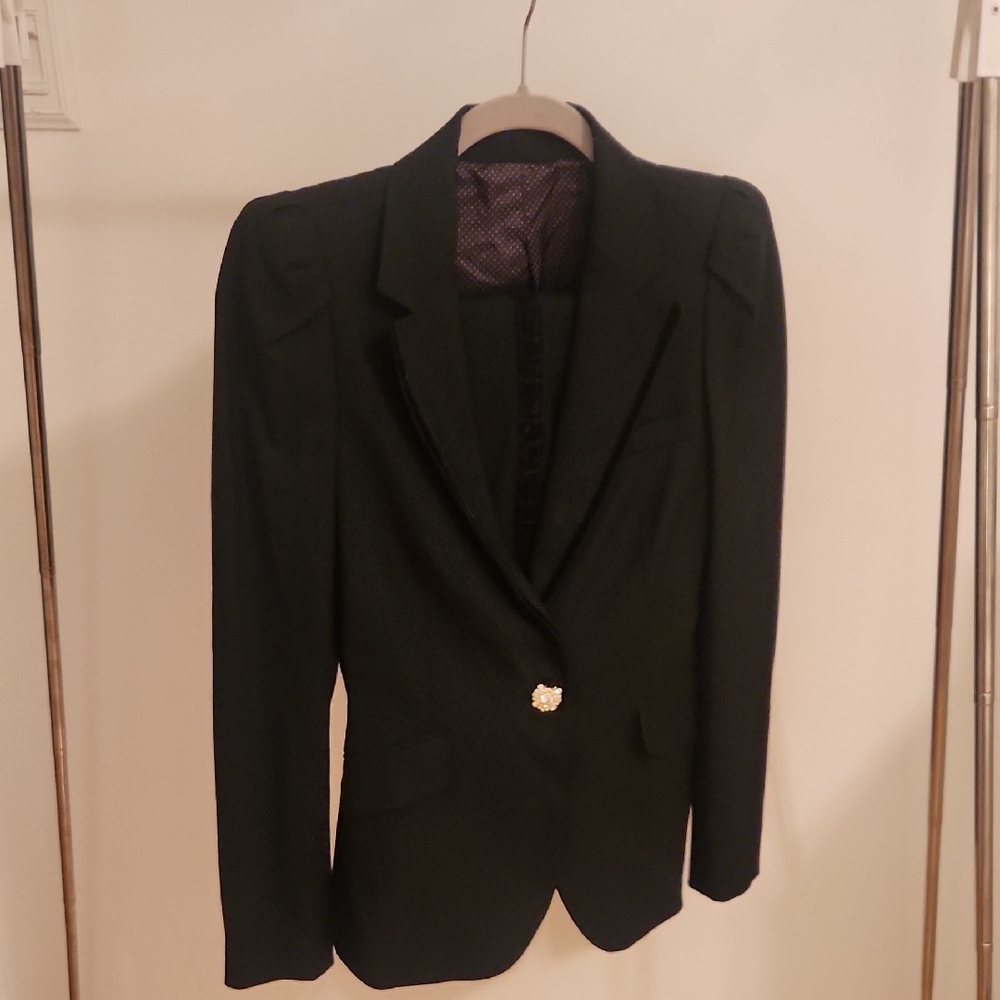 Chic Black Blazer with Gold Button